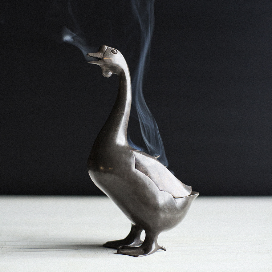 Alexander Lamont bronze Silver Goose incense burner