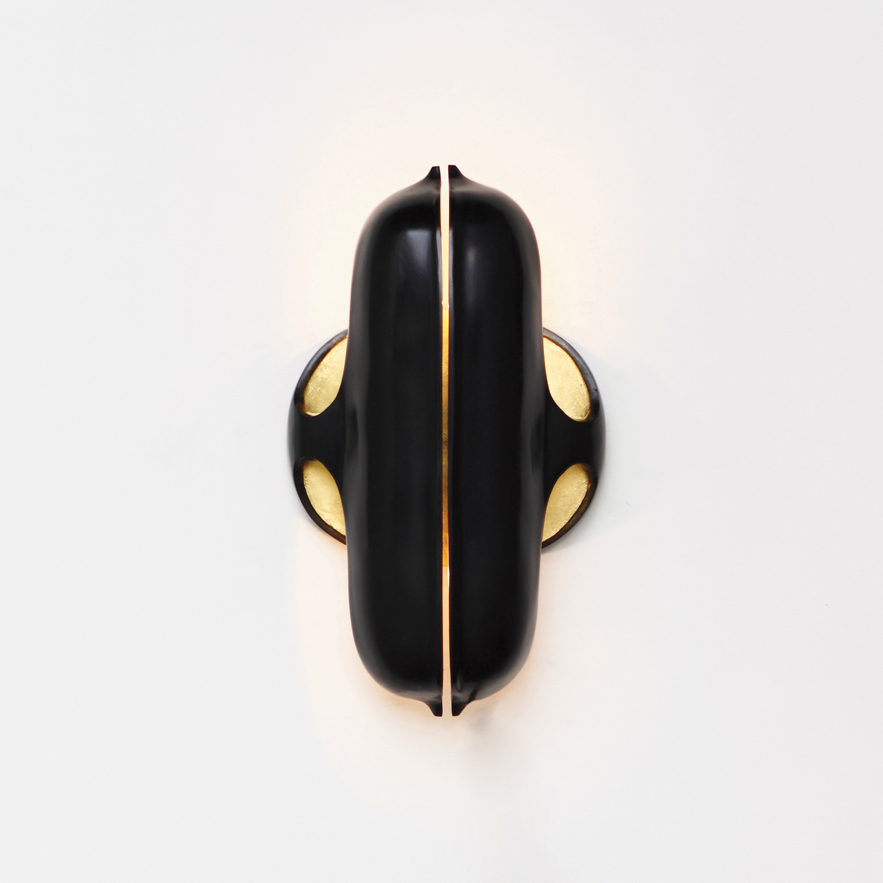 Alexander Lamont Lacuna Wall Sconce in bronze and gold leaf