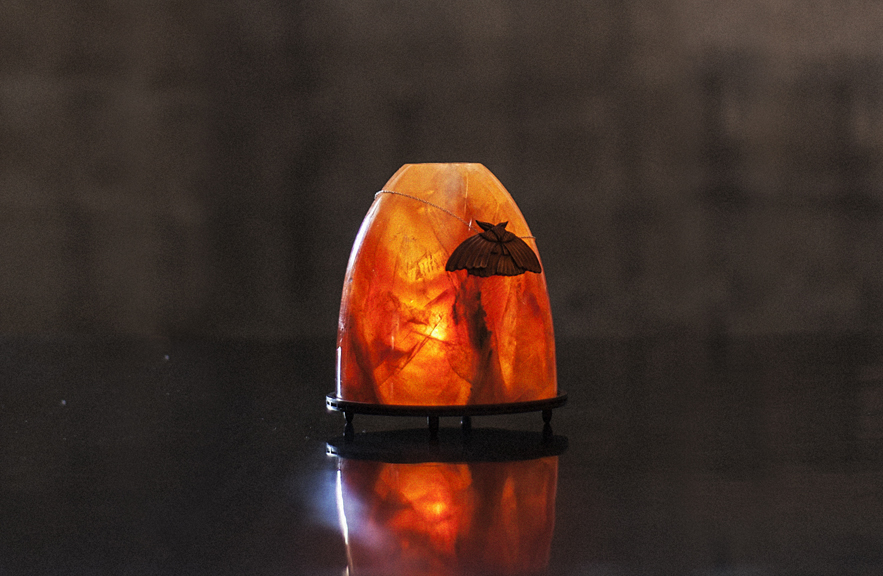 Alexander Lamont rock crystal and bronze Nocturne table lantern 