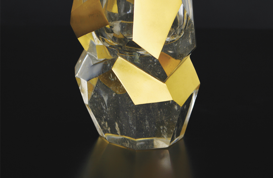 Alexander Lamont rock crystal and gold leaf vessel