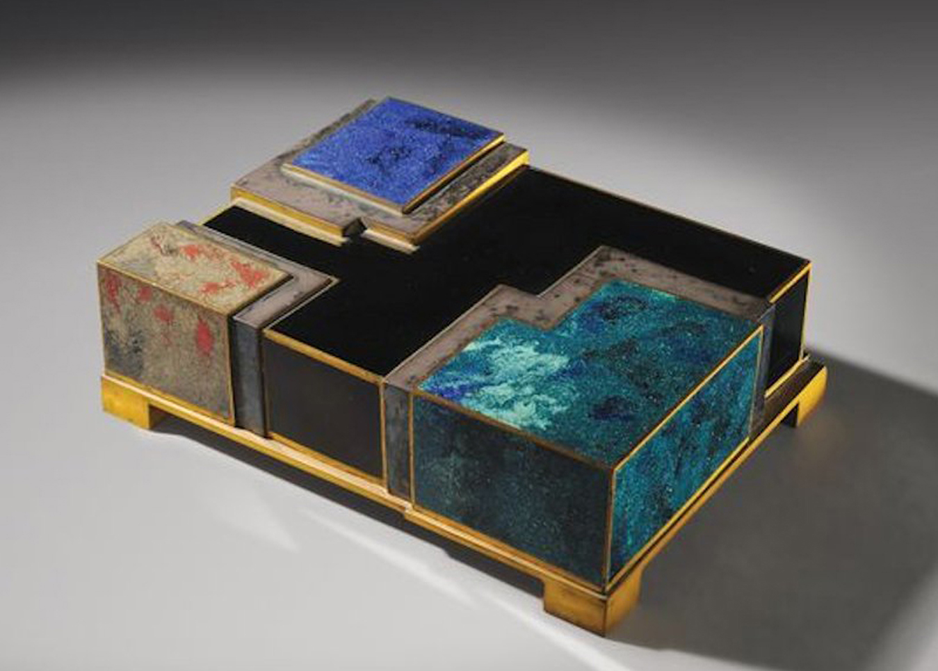 Enamel and Lacquer box by Jean Dunand and Jean Goulden one of designer Alexander Lamont's favorite Art Deco pieces