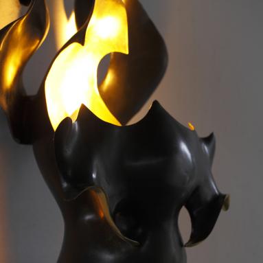 Alexander Lamont Black Orchid bronze and gold leaf wall sconce